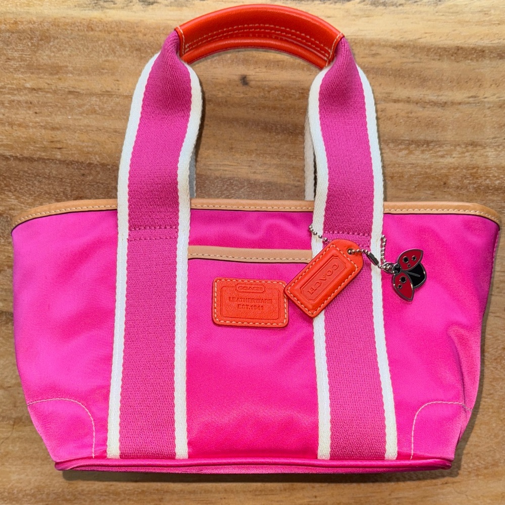 Coach Vibrant Pink and Orange Tote Bag
